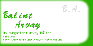 balint arvay business card
